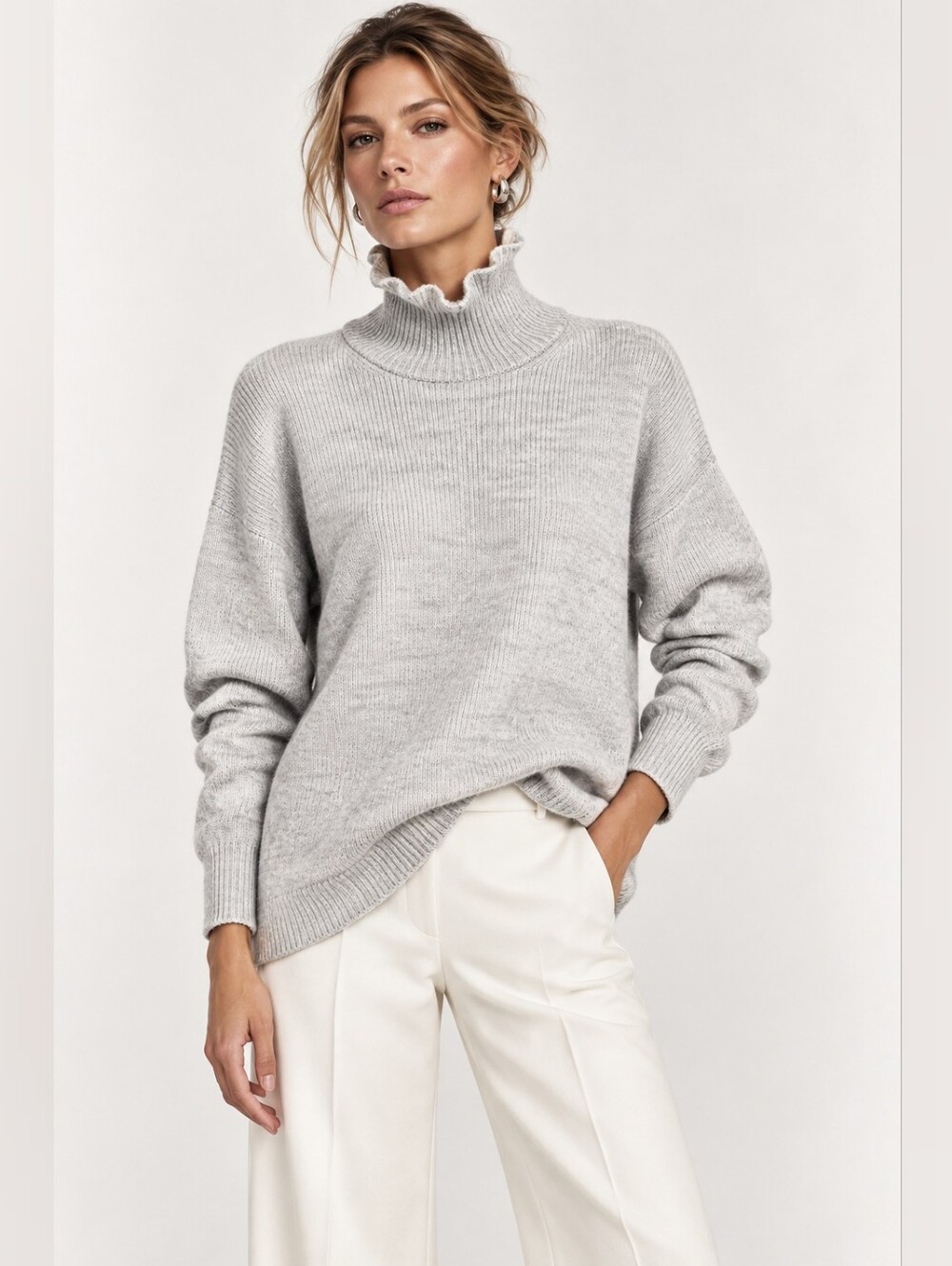 Halogen Light Gray Turtleneck Plus Sweater